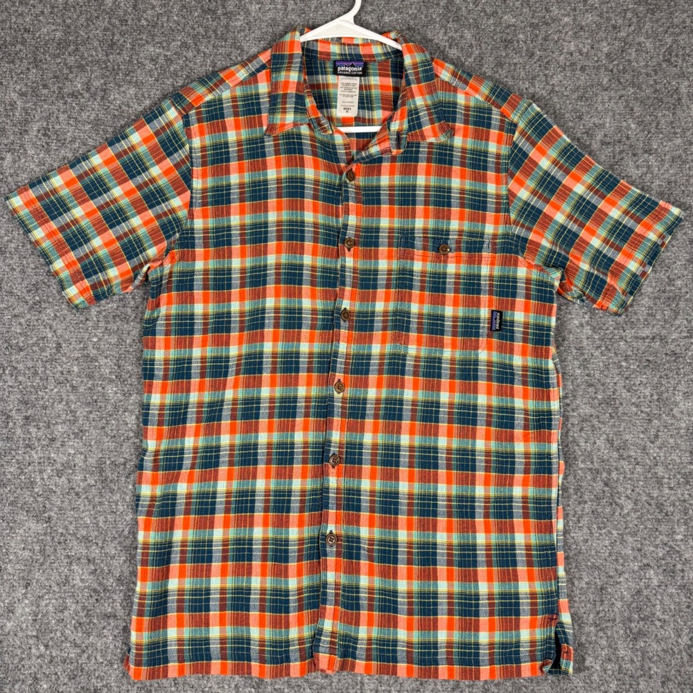 Patagonia Puckerware Plaid Button Up Shirt Mens Medium Multicolor Cotton Hiking